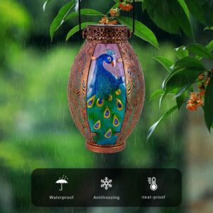 Peacock Solar Lantern Outdoor Lights Waterproof Hanging Garden Lantern for Patio & Yard Decor - Image 6