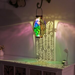 Peacock Solar Lantern Outdoor Lights Waterproof Hanging Garden Lantern for Patio & Yard Decor - Image 5