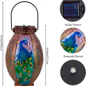 Peacock Solar Lantern Outdoor Lights Waterproof Hanging Garden Lantern for Patio & Yard Decor - Image 8