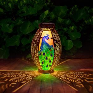 Peacock Solar Lantern Outdoor Lights Waterproof Hanging Garden Lantern for Patio & Yard Decor - Image 1