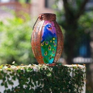 Peacock Solar Lantern Outdoor Lights Waterproof Hanging Garden Lantern for Patio & Yard Decor - Image 9