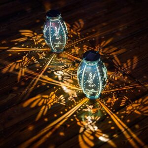 2 Pack Solar Lanterns Outdoor Waterproof Decorative Hummingbird Hanging Solar Lights - Image 2