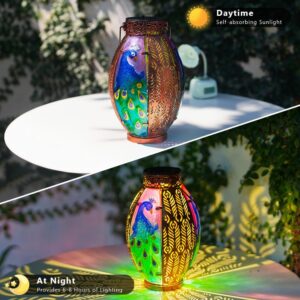 Peacock Solar Lantern Outdoor Lights Waterproof Hanging Garden Lantern for Patio & Yard Decor - Image 7