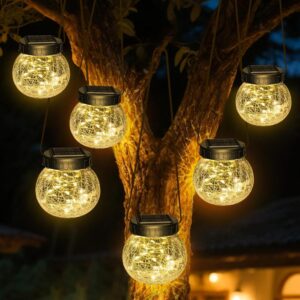 Solar Hanging Crackle Glass Ball Lights Outdoor Waterproof - Image 1