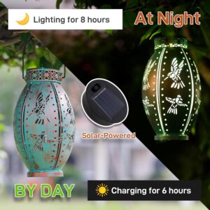 2 Pack Solar Lanterns Outdoor Waterproof Decorative Hummingbird Hanging Solar Lights - Image 4