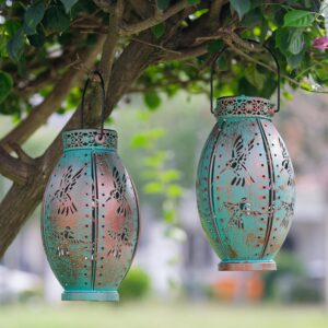 2 Pack Solar Lanterns Outdoor Waterproof Decorative Hummingbird Hanging Solar Lights - Image 8