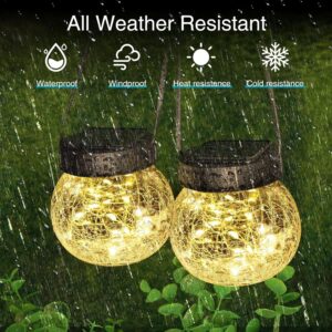 Solar Hanging Crackle Glass Ball Lights Outdoor Waterproof - Image 4